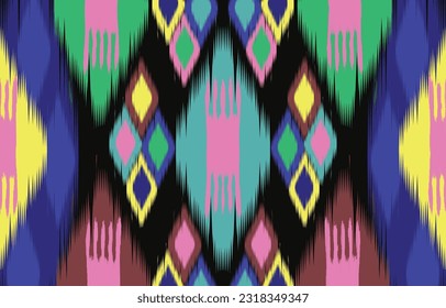 Uzbek ikat pattern silk fabric in Uzbekistan. Background, Design for fabric, curtain, coat ,robe, ikat from Uzbekistan.