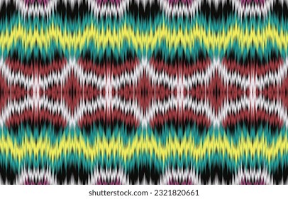 Uzbek ikat pattern silk fabric in Uzbekistan. Background, Design for fabric, curtain, coat ,robe, ikat from Uzbekistan.