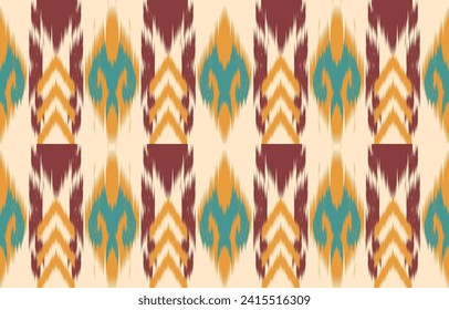 Uzbek ikat pattern silk fabric in Uzbekistan. Background, Design for fabric, curtain, coat ,robe, ikat from Uzbekistan.