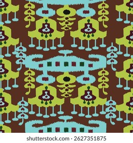 Tecido de seda tradicional padrão ikat uzbeque no Uzbequistão. Produtos têxteis feitos à mão. Uso na indústria da moda