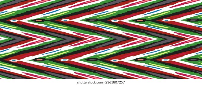 Uzbek ikat seamless pattern. Khan atlas. Traditional fabric in Central Asia.
