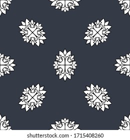 Uzbek ikat silk fabric pattern, motif ethnic indigo blue and white colors. Tite repit pattern