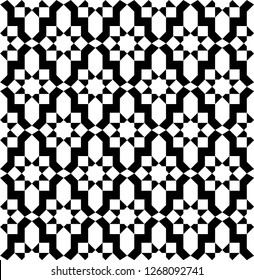 Uzbek pattern. Arabic  black and white seamless ornament.