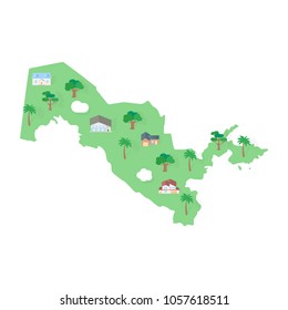 Uzbekistan Asian map real estate