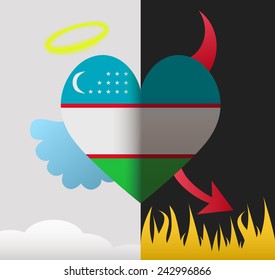 Uzbekistan background of a heart half demon half angel