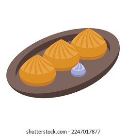 Icono de panadería de Uzbekistán vector isométrico. Cultura de viajes. Comida musulmana