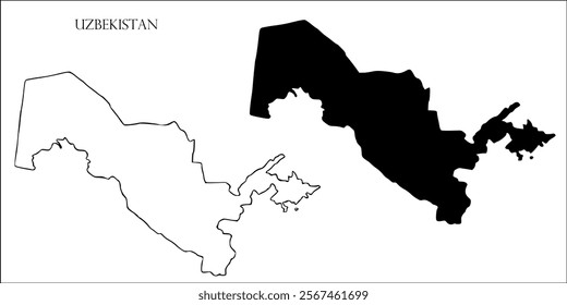 Uzbekistan Blank Map, Uzbekistan Map Outline Vector Images