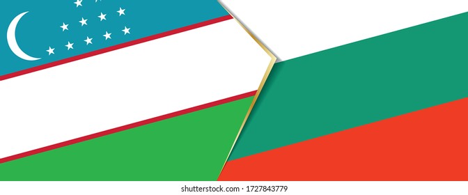 Uzbekistan and Bulgaria flags, two vector flags symbol of relationship or confrontation.