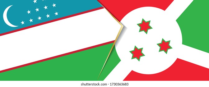 Banderas de Uzbekistán y Burundi, dos banderas vectoriales símbolo de relación o enfrentamiento.