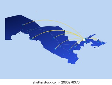 Uzbekistan concept map, illustration of Uzbekistan for internet or innovation or technology. File is suitable for digital editing and prints of all sizes.