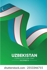 Dia da Constituição do Uzbequistão 8 de dezembro bandeira vetor de fita