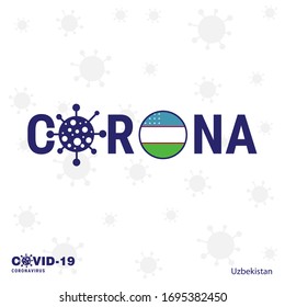 Uzbekistan Coronavirus Typography. COVID-19 country banner. Stay home, Stay Healthy. Take care of your own health