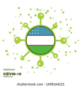 Uzbekistan Coronavius Flag Awareness Background. Stay home, Stay Healthy. Take care of your own health. Pray for Country
