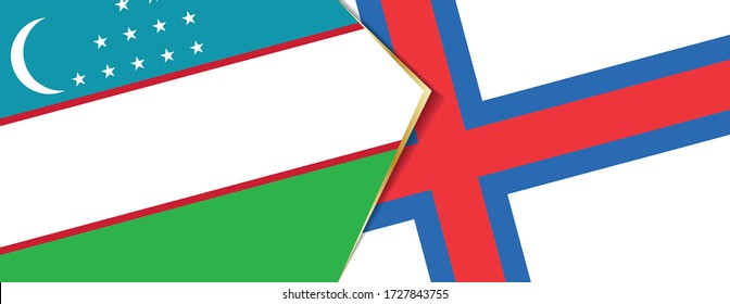 Uzbekistan and Faroe Islands flags, two vector flags symbol of relationship or confrontation.