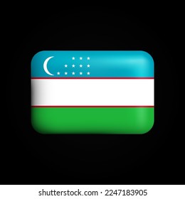 Uzbekistan Flag 3D Icon. National Flag of Uzbekistan. Vector illustration