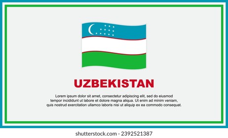 Plantilla de diseño de fondo de resumen de bandera de Uzbekistán. Banner del Día de la Independencia de Uzbekistán, Ilustración de vectores de medios sociales. Bandera de Uzbekistán
