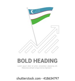 Uzbekistan Flag with analytics graph up, Bold heading and place for text template