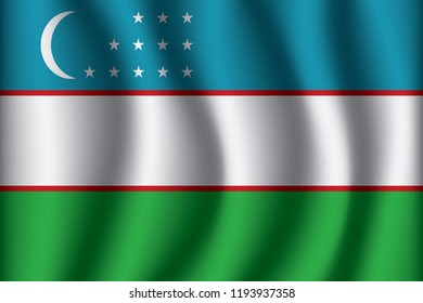 Uzbekistan flag background with cloth texture. Uzbekistan Flag vector illustration eps10.