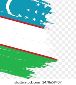 Uzbekistan flag brush paint textured isolated  on png or transparent background. vector illustration 