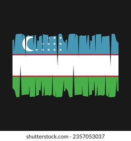Uzbekistan flag with brush stroke vector Illustration
