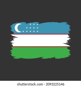 Uzbekistan flag brush strokes painted 