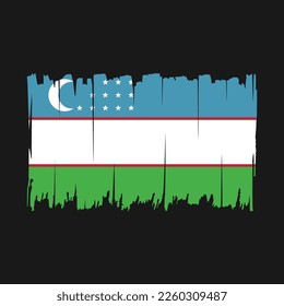 Uzbekistan Flag Brush Strokes Vector