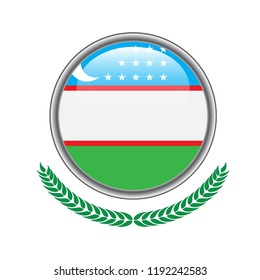 Uzbekistan flag button. Uzbekistan flag icon. Vector illustration of  Uzbekistan flag on white background. 