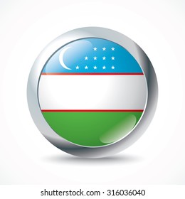 Botón de bandera de Uzbekistán - ilustración vectorial