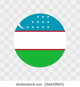Uzbekistan flag - circle vector flag isolated on checkerboard transparent background