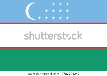 Uzbekistan flag, clean lines vector illustration with slightly softened colors, 2 by 3 proportions