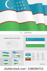 Uzbekistan Flag Construction Sheet Vector