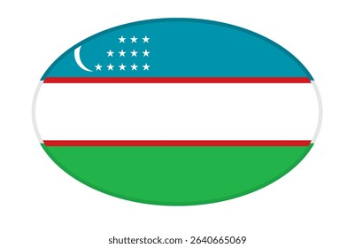 Uzbekistan flag ellipse shaped. vector	