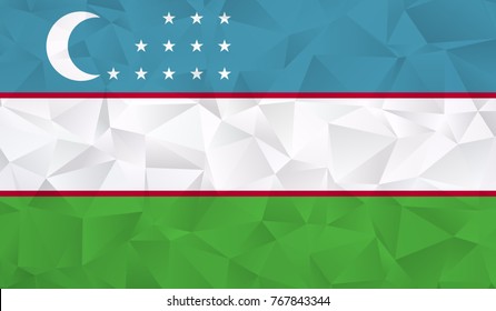 Uzbekistan flag - geometric rumpled triangular low poly style gradient graphic, polygonal design for your. Vector illustration eps 10.