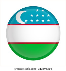 uzbekistan flag Glossy Button - Vector
