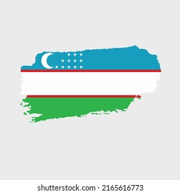 Bandera de Uzbekistán con textura gruesa. Ilustración vectorial de la bandera de Uzbekistán pintada con pincel con efecto de grunge y trazo de acuarela. Feliz Día de la Independencia.