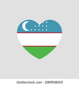 Uzbekistan flag in heart shape vector love Uzbekistan
