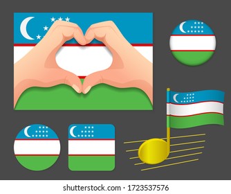 Uzbekistan flag icon. National flag of Uzbekistan vector illustration.