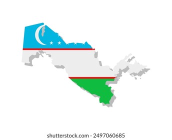 Uzbekistan - Flag inscribed in the contour of the country. Vector illustration.