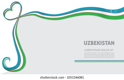 uzbekistan flag and love ribbon