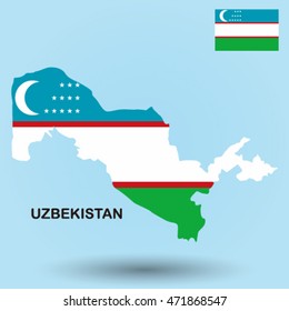 Uzbekistan flag map
