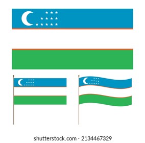 Uzbekistan Flag official color and proportion. Waved Vector illustration