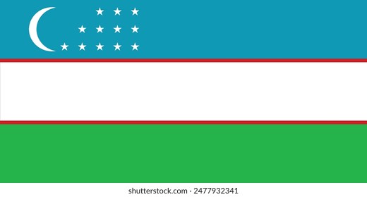 Uzbekistan flag official isolated on png or transparent background vector illustration. 