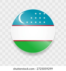 Usbekistan Fahne auf Knopfdruck glänzend Glas