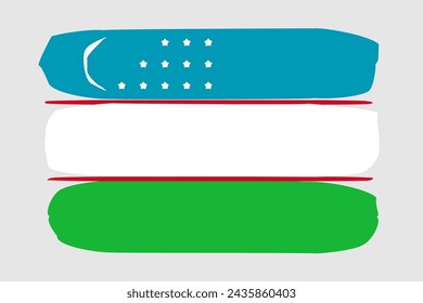 Uzbekistan flag - painted design vector illustration. Vector brush style