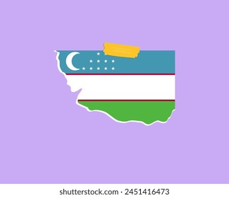 Uzbekistan flag paper texture, single-piece element, vector design, Uzbekistan flag taped on wall, decoration or celebration idea