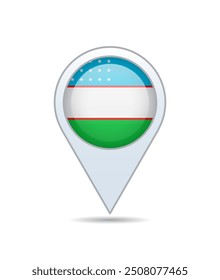 Usbekistan - Fahnennadel für Karte. Vektorgrafik.