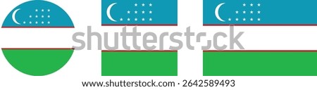 
Uzbekistan flag PNG vector. Uzbekistan square and round icon isolated on transparent PNG background. Uzbekistan flag icon.