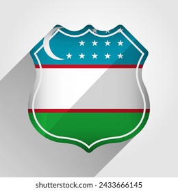 Uzbekistan Flag Road Sign Illustration
