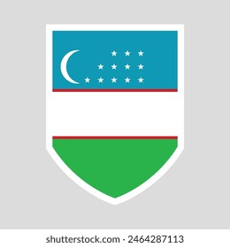 Uzbekistan Flag in Shield Shape frame