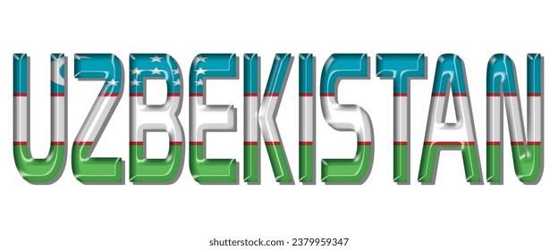 UZBEKISTAN flag text font, 3D UZBEKISTAN  colorful background, UZBEKISTAN  flag vector illustration